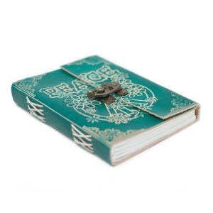 Leder Notizbuch Tagebuch mit Schloss – grün (18×13 cm)
