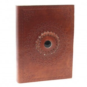 Leder Schwarz Onyx Notizbuch 17×12 cm