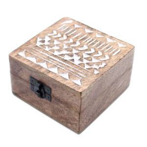 Schöne Vintage Holzbox – 4×4 Azteken-Design