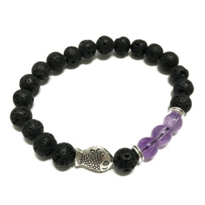 Lavastein-Armband – Fisch Amethyst