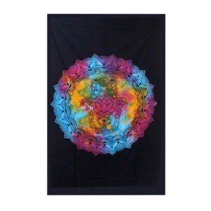 Einzelne Baumwoll-Bettdecke + Wandbehang – Schwarze Hamsa 130cm x 200cm