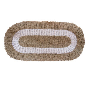 Oval Seegras Weiß & Tan – Klassisch – 60x120cm