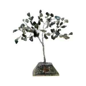 Edelsteinbaum mit Organit-Basis – 80 Steine – Moosachat