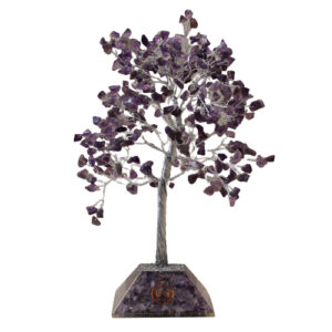 Edelsteinbaum mit Organit-Basis – 320 Stein – Amethyst