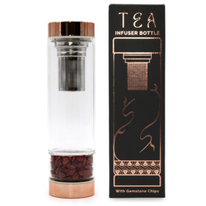 Tee-Infuser Flasche aus Kristallglas – Rose Gold – Roter Jaspis