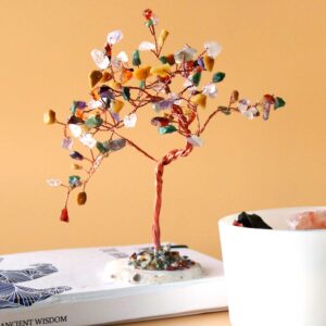 Edelstein Baum groß – Multi Steine auf Natur Achat Basis (100 Steine)