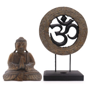 Buddha Feng Shui Set – Om – grau & schwarz