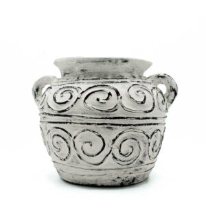 Griechischer Lehm-Pflanztopf mit Griffen – Creme 15cm