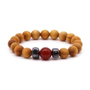 Zedernholz Chakra Armband mit rotem Jaspis