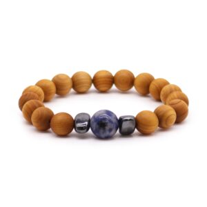 Zedernholz Kehlchakra Armband mit Sodalith