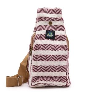 Body Cross Bag Umhängetasche, Rucksack – Burgunderrot & Weiß