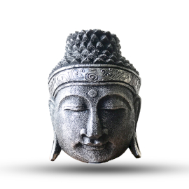 Heimdekoration Buddha-Kopf – 25cm – Silberglänzende Ausführung