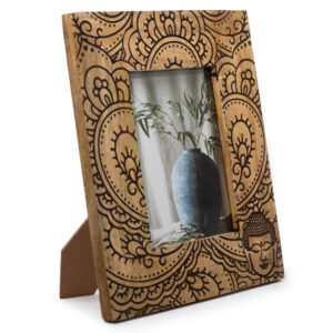 Großer Bilderrahmen aus Mangoholz 28x23x2cm (für Bilder 13x18cm) – Buddha – schwarz