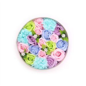 Seifenblumen in runder Box – Baby Glückwünsche – blau
