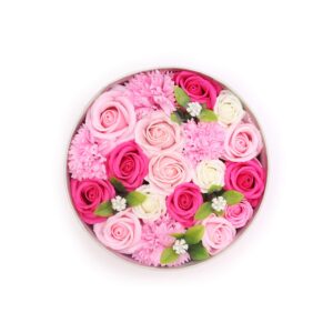 Seifenblumen in runder Box – Baby Glückwünsche – pink