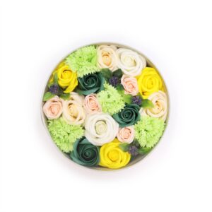 Seifenblumen in runder Box – Frühlingsgefühle – Yellow & Greens