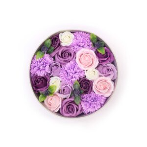 Seifenblumen in runder Box- Lavendel Rose & Carnation