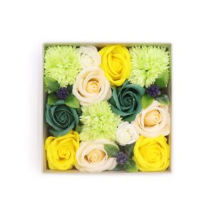 Quadratische Blumenbox (Seifenblumen) – Frühlingsgefühle – Yellow & Greens