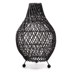 Rattan-Lampe – Schwarz