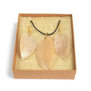 Halskette & Ohrring Set – Bravery Leaf – Gold